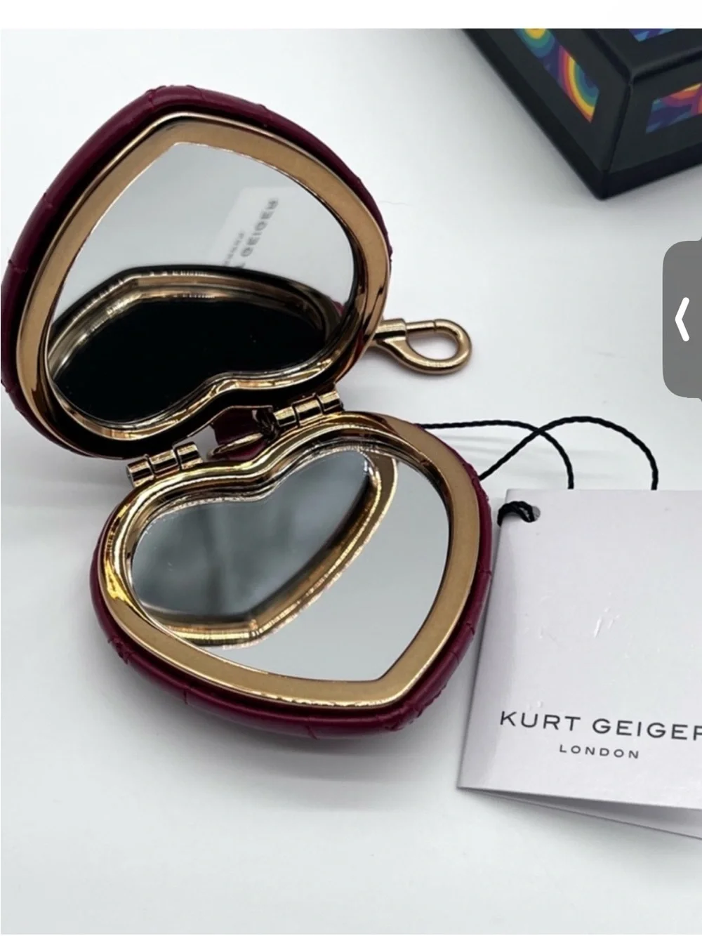 Kurt Geiger Quilted Burgundy Heart Key Charm NWT